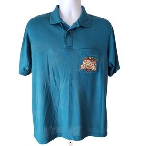 Vintage Harley-Davidson Polo Shirt Large USA Shepherd's Houma LA Pocket Biker
